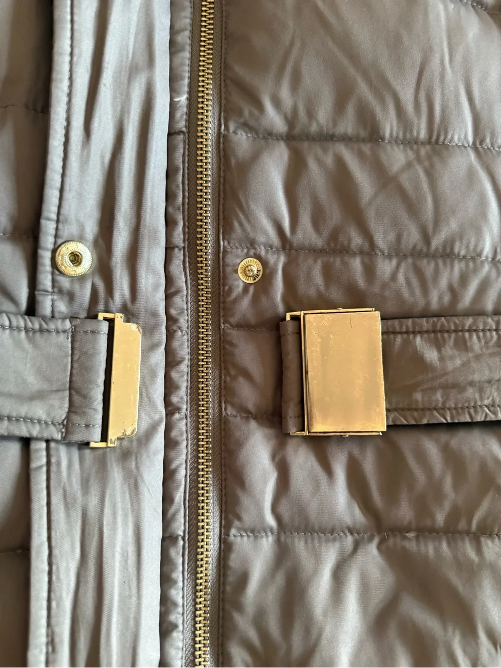 Cole Haan Signature Hooded Belted Down Puffer Long Coat Taupe Brown, Small